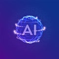 AI. Artificial Intelligence Logo. Artificial Intelligence and Machine Learning Concept. Sphere grid wave with binary code. Big Royalty Free Stock Photo