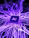 AI Artificial intelligence, Machine learning, Big data analysis, AI microchip on electric circuit board, artificial intelligence