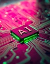 AI Artificial intelligence, Machine learning, Big data analysis, AI microchip on electric circuit board, artificial intelligence