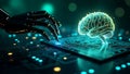 AI artificial intelligence machine learning brain big data automation industrial tech virtual screen programming concept Royalty Free Stock Photo