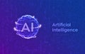 AI. Artificial Intelligence and Machine Learning concept. Sphere grid wave on streaming matrix digital binary code background. Big Royalty Free Stock Photo