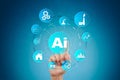 AI, Artificial intelligence, machine learning, neural networks and modern technologies concepts. IOT and automation. Royalty Free Stock Photo