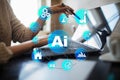 AI, Artificial intelligence, machine learning, neural networks and modern technologies concepts. IOT and automation.