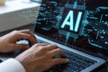 Ai artificial intelligence machine learning technology laptop coding programming development concept Royalty Free Stock Photo
