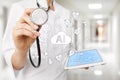 AI, artificial intelligence, in modern medical technology. IOT and automation. Royalty Free Stock Photo