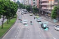AI artificial intelligence and recognition cars vehicles in city concept