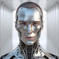 AI artificial intelligence robot android looking into the future