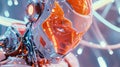 AI or artificial intelligence in robot head in virtual cyberspace.Neural network or supercomputer