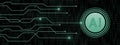 AI Artificial Intelligence - symbol with information connecting lines on binary code background - technology automation concept Royalty Free Stock Photo