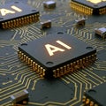 AI (Artificial Intelligence) technology concept, AI chip IC on board, PCB board, CPU Royalty Free Stock Photo