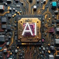 AI artificial intelligence technology CPU central processor unit Royalty Free Stock Photo