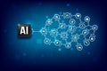 AI Artificial intelligence technology cpu chipset with print circuit board dot connection line 004 Royalty Free Stock Photo