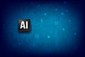AI Artificial intelligence technology cpu chipset with print circuit board dot connection line 002 Royalty Free Stock Photo