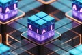 Ai artificial intelligence technology cube concept digital data processing and machine learning network 3d render Royalty Free Stock Photo