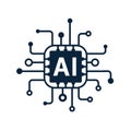 AI Artificial intelligence technology microchip of the electronics, flat icon, computer chip Ã¢â¬â vector