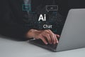 AI, Artificial Intelligence, technology smart robot AI, artificial intelligence by enter command prompt for generates something Royalty Free Stock Photo