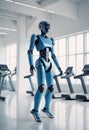 Experimental humanoid athletic robot is tested in a laboratory