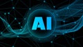 AI Artificial intelligence wave lines neural network with AI letters centered in a ring Royalty Free Stock Photo