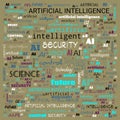 AI artificial intelligence word cloud use for banner, painting, motivation, web-page, website background, t-shirt & shirt