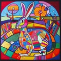 Artistic Easter Bunnies in Vibrant Colors
