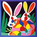 Artistic Easter Bunnies in Vibrant Colors