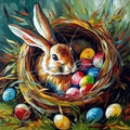 Artistic Easter Bunnies in Vibrant Colors