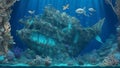 wreck ship, under water, aqua life