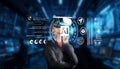 AI Assistant Concept with Futuristic Interface in a High-Tech Environment Featuring Virtual Reality and Data Royalty Free Stock Photo