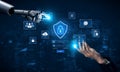AI-powered cybersecurity platform managing network access and user authentication. Fermion Royalty Free Stock Photo