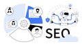 AI-Assisted SEO Optimization with Robotic Automation and Data Analysis Royalty Free Stock Photo