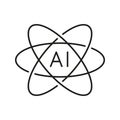 Ai Atom Line Icon. Artificial Intelligence And Technology Integration Outline Symbol. Machine Learning And Innovation Royalty Free Stock Photo