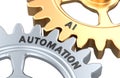 AI Automation concept with gears. 3D rendering Royalty Free Stock Photo