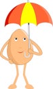 Indian-themed egg cartoon - Happy egg with umbrella. Vector Illustration.