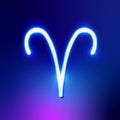 Neon Astrological Aries Horoscope zodiac sign symbol icon