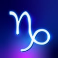 Neon Astrological Capricorn Horoscope zodiac sign symbol icon