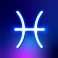 Pisces Neon Astrological Horoscope zodiac vector symbol icon