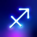 Sagittarius Astrological Horoscope zodiac vector sign symbol icon in Neon Graphic style