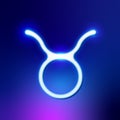 Taurus Neon Astrological Horoscope zodiac symbol sign vector icon Royalty Free Stock Photo