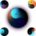 5 Multicolor Yin Yang symbol of harmony and balance