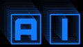 AI - blue lettering as abstract label with repeating effect on black background Royalty Free Stock Photo