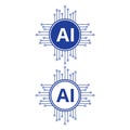 AI blue logos on a white background with copy space Royalty Free Stock Photo