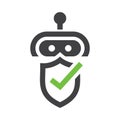 AI Bot Shield Icon Ã¢â¬\' Secure Robot Approval Vector for Smart Technology and Cyber Protection Royalty Free Stock Photo