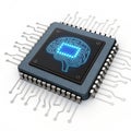 AI brain chip 3D icon isolated on white background