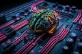 AI Brain on Circuit Board, Advanced Digital Processor, Futuristic Technology