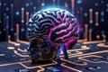 AI Brain on Circuit Board, Advanced Digital Processor, Futuristic Technology