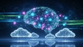 AI Brain Cloud Computing Network Data Intelligence Machine Learning Digital Transformation Royalty Free Stock Photo