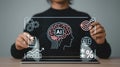 AI Brain Concept with Man Using Digital Interface and Virtual Technology Royalty Free Stock Photo