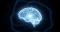 Artificial intelligence concept glowing digital human brain with circuits and network connections science Royalty Free Stock Photo