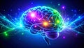 AI Brain and Glowing Neural Network Connections Royalty Free Stock Photo