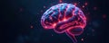 AI brain with glowing nodes on dark background, neural network, programming Royalty Free Stock Photo